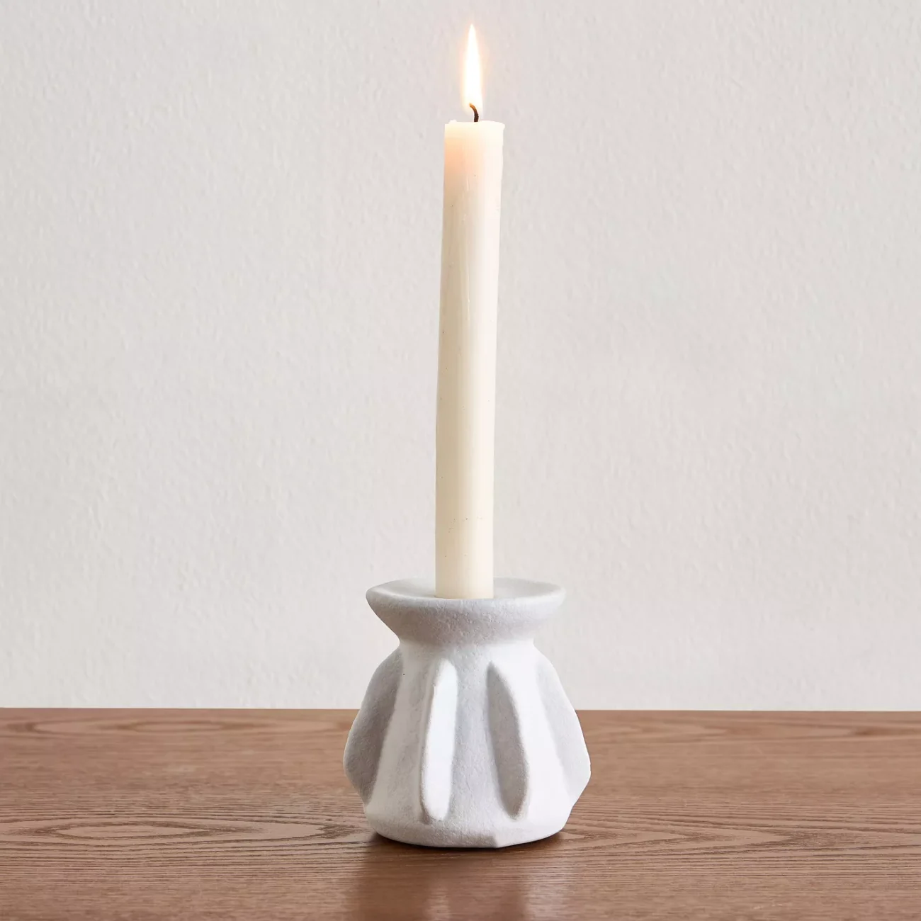 White Ceramic Taper Candle Holder - Home Auraa
