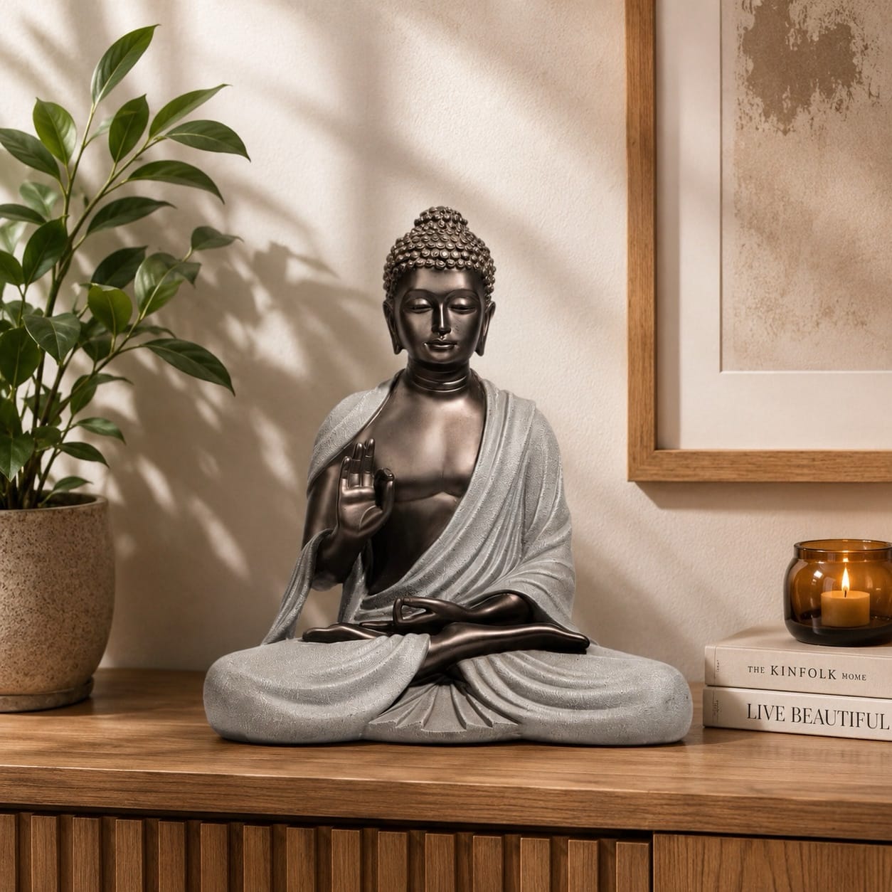 b91a92ff-bfcd-432c-9d85-521cfb9fb503 Serene Buddha - Bronze & Grey - Image 1