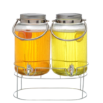 ORCHID DUAL 6L GLASS DISPENSER WITH METAL HANDLE AND STAND