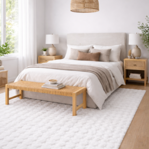 Pebbles Shaggy Rug-White
