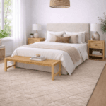 Velvet Carved Shaggy Rug-Beige