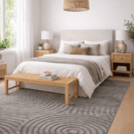 Spiral Carved Rabbit Fur Rug-Grey