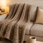 Auraa King Jacquard blanket 280gsm, 200x240cm Brown