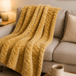 Auraa King Jacquard blanket 280gsm, 200x240cm Yellow