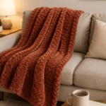 Auraa King Jacquard blanket 280gsm, 200x240cm Rust