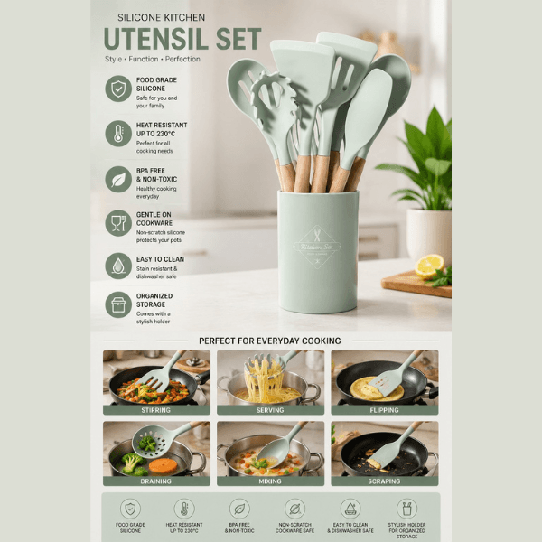 Untitled design – 2026-06-09T164059.295 Essential 12 pcs Kitchen Tool Set - Teal - Image 1