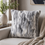 Silver Mist Faux Rabbit fur filled Cushion - 50x50 cm