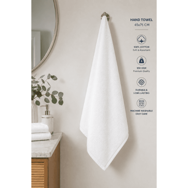 Untitled design – 2026-06-25T133534.852 Prima Hand Towel - 45x75 cm - White - Image 1