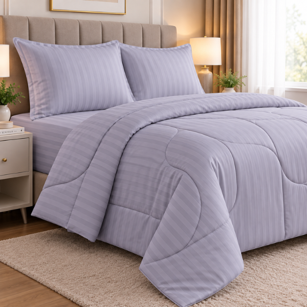 Untitled design – 2026-09-23T142820.270 Essence 3 pcs micro king Comforter set-220x240 cm- Grey - Image 1